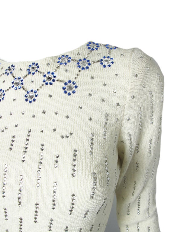 1960s Adolfo sweater with rhinestones