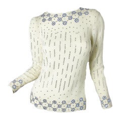 Pull Adolfo des années 1960 avec strass