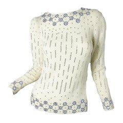 1960s Adolfo sweater with rhinestones