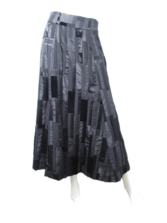 Oscar de la Renta silk patchwork peasant skirt In New Condition In Austin, TX