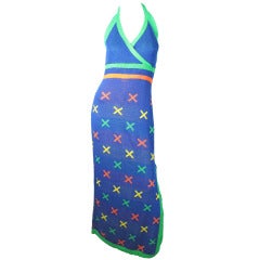 1970s Sant Angelo knit halter dress with slit