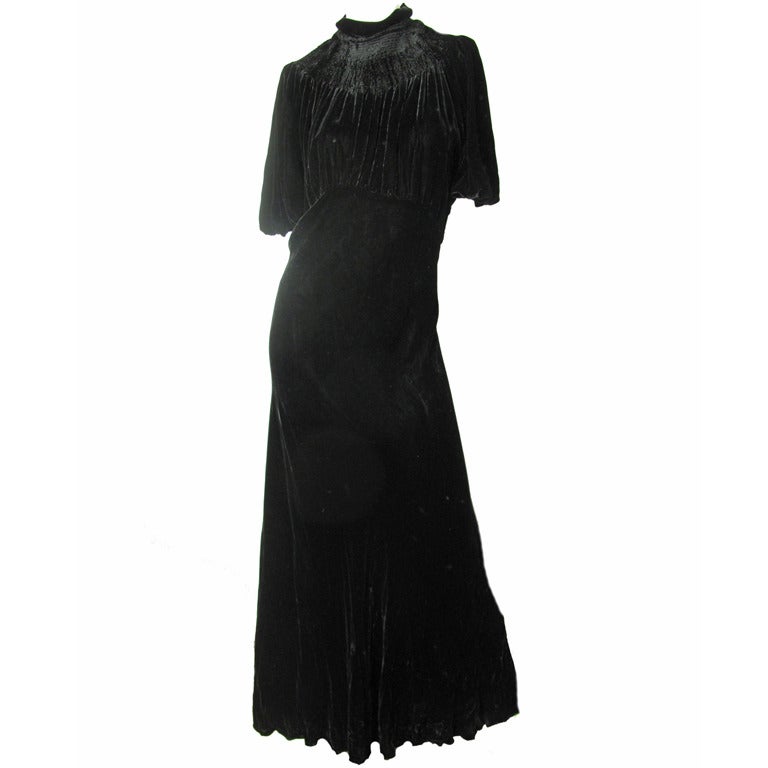 1930s long black gown For Sale at 1stDibs