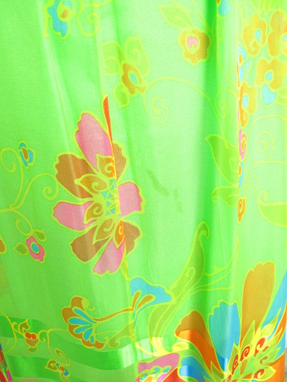 1960s chiffon floral printed dress 1
