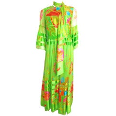 1960s chiffon floral printed dress