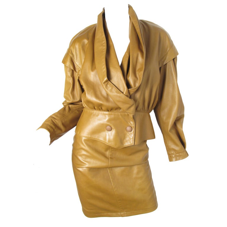 Thierry Mugler brown leather suit  