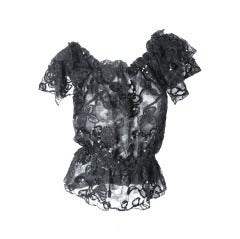 1980s Vicky Tiel black lace top