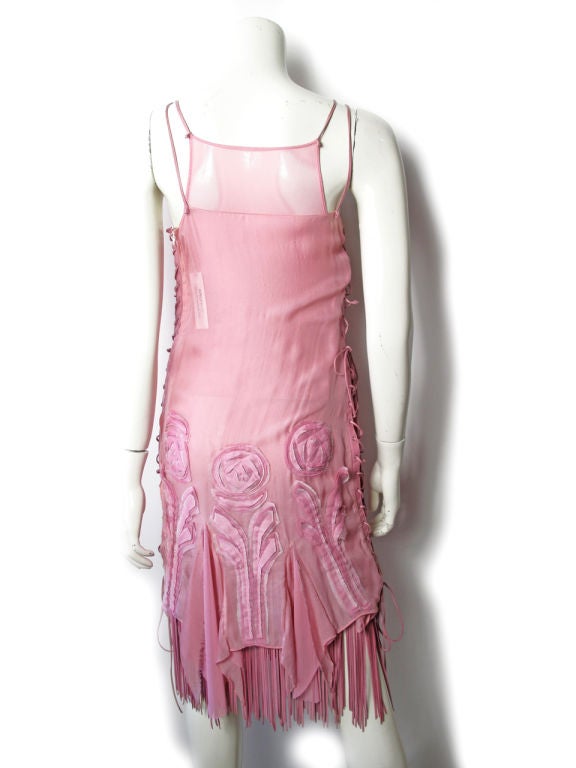 Fabric Rose and Leather Fringe Dress 1