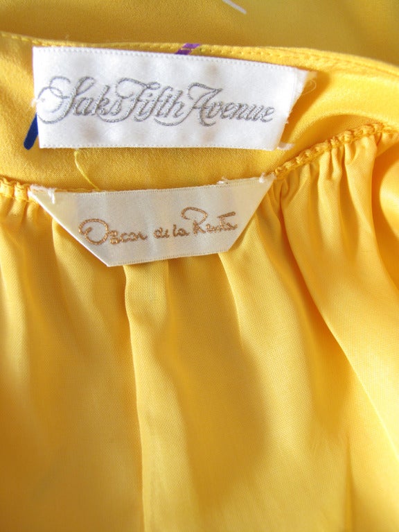 Oscar de la Renta printed silk dress For Sale at 1stdibs