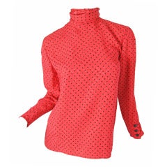 Valentino red silk polka dot blouse
