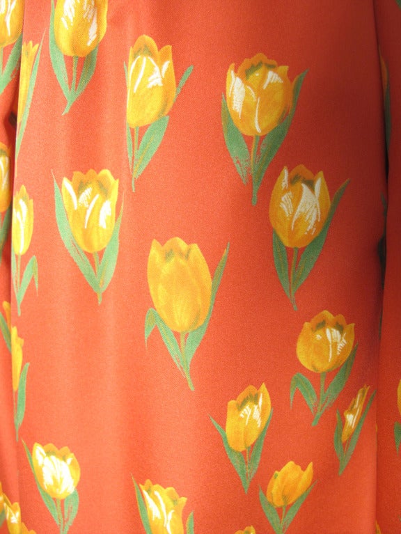 Mollie Parnis silk floral printed gown 1