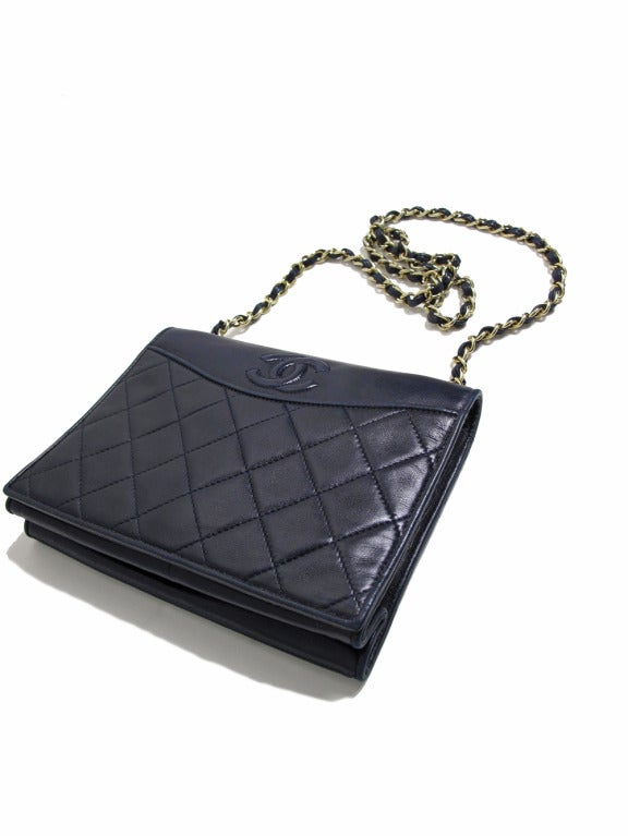 1990s Chanel Navy Quilted Crossbody Bag