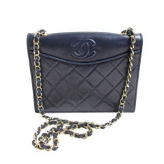 1990s Chanel Navy Quilted Crossbody Bag