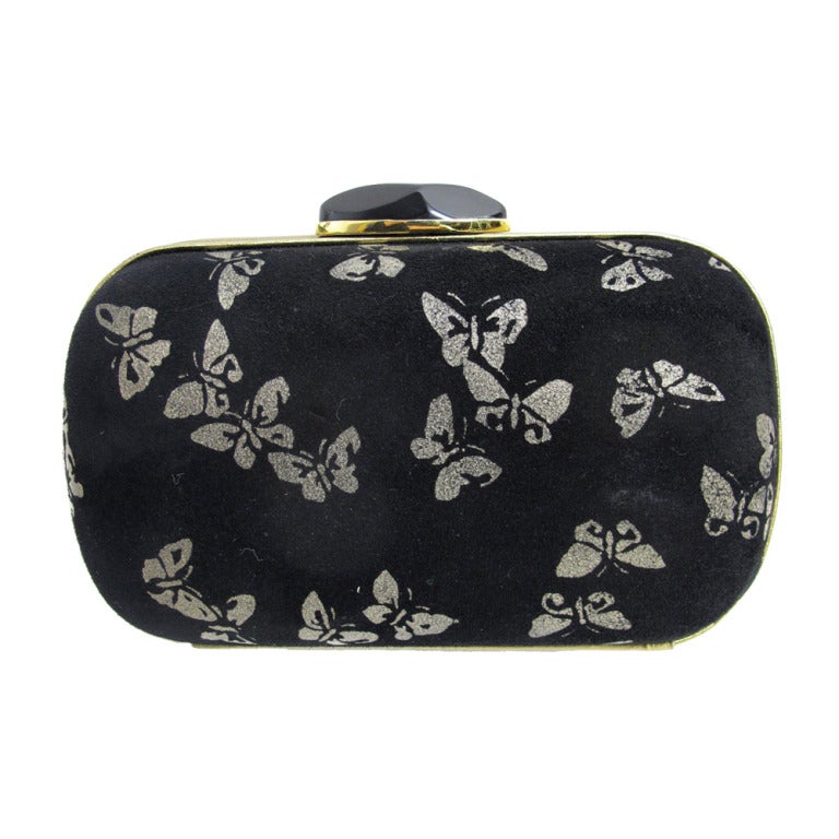 Bottega Veneta black suede butterfly clutch exclusively for Neiman Marcus