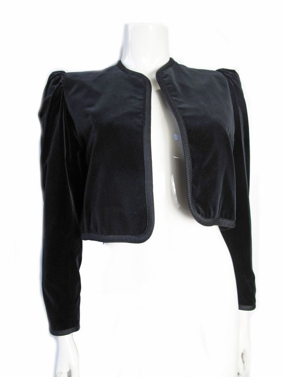 Yves Saint Laurent black velvet blazer. 36
