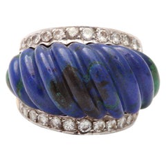 David Webb Azurite Diamond Gold Platinum Ring