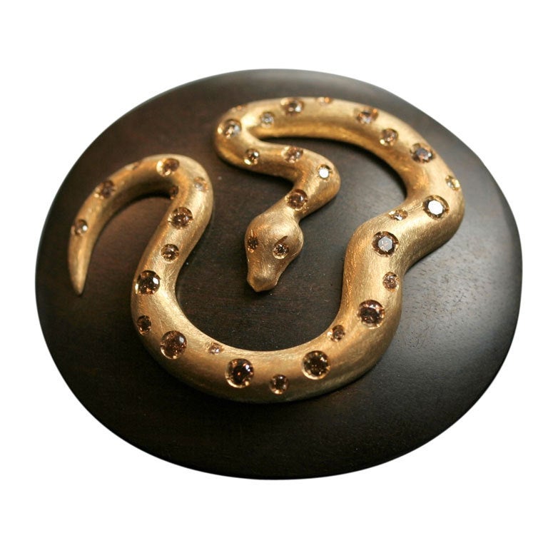 Ebony Gold and  Diamond Snake Ring by Michael Kanners