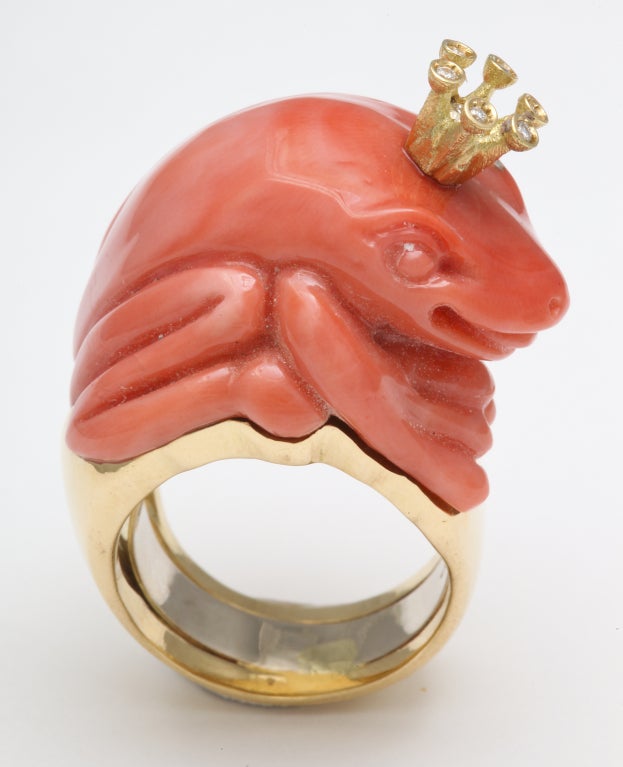 One of a kind, expertly carved coral frog wearing a diamond crown.

From a family of jewelers dating back to 1927, Michael Kanners is renowned as both a creator and a purveyor of rare and unique gems.