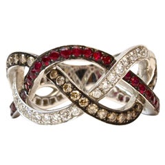 Ruby and Diamond Woven Ring
