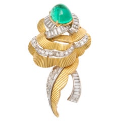 MAUBOUSSIN Emerald and Diamond Flower Brooch MAUBOUSSIN Emerald and Diamond Flower Brooch