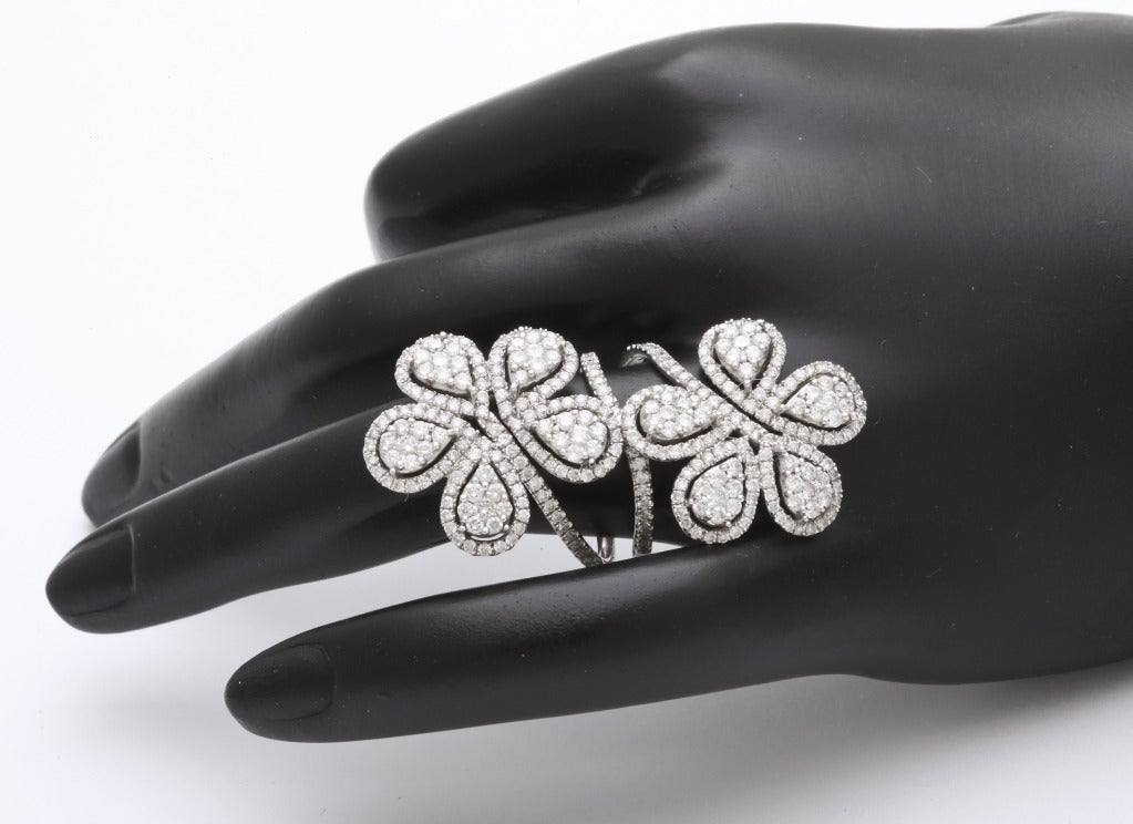 Contemporary Diamond Double Flower Ring