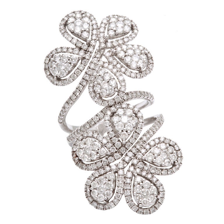 Diamond Double Flower Ring