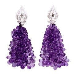 Michael Kanners Amethyst-Briolette und Diamant-Ohrclips