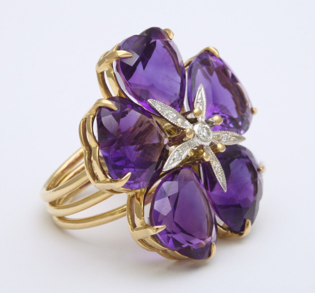 Contemporary Michael Kanners Amethyst Flower Ring