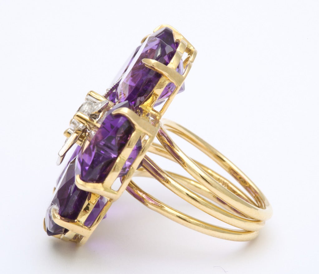 Michael Kanners Amethyst Flower Ring In New Condition In Bal Harbour, FL