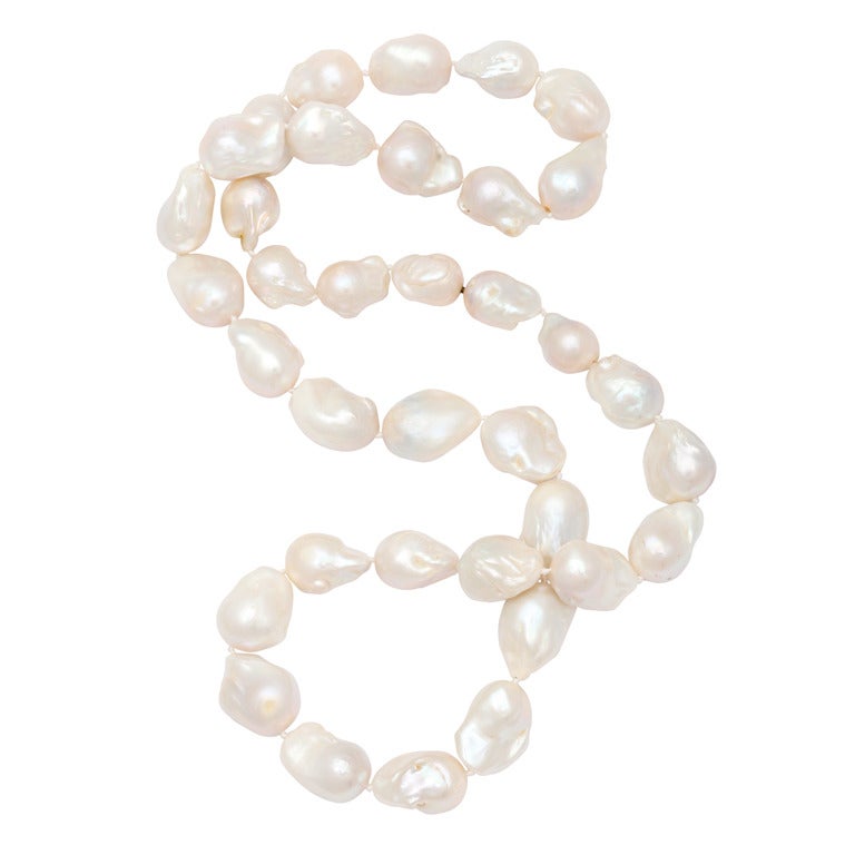 Opera Length Baroque Freshwater Pearl Necklace at 1stDibs | large ...