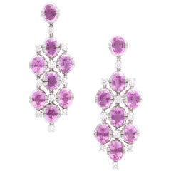 Tanagro Pink Sapphire Diamond Earclips For Sale at 1stDibs