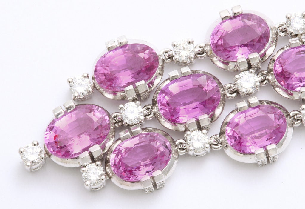 Contemporary Tanagro Pink Sapphire Diamond Earclips