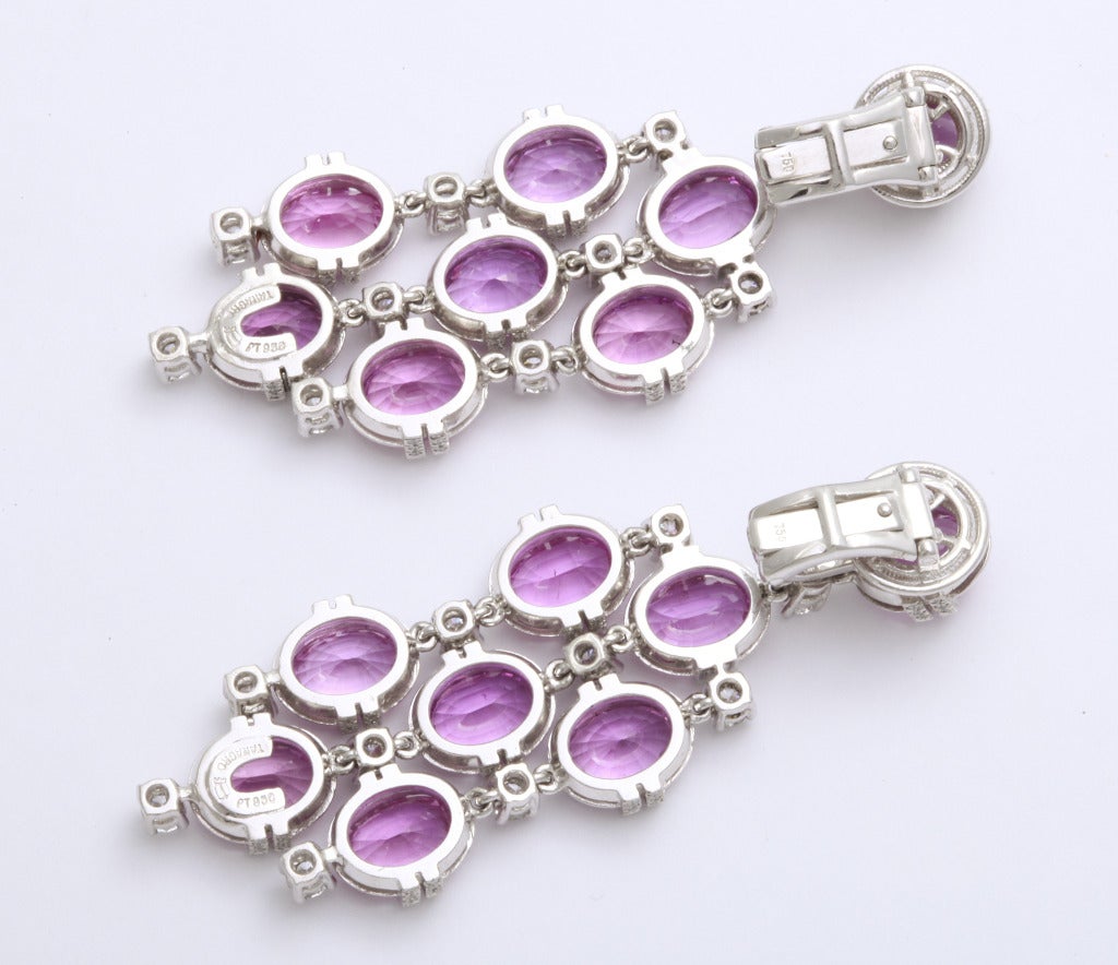 Tanagro Pink Sapphire Diamond Earclips In New Condition In Bal Harbour, FL