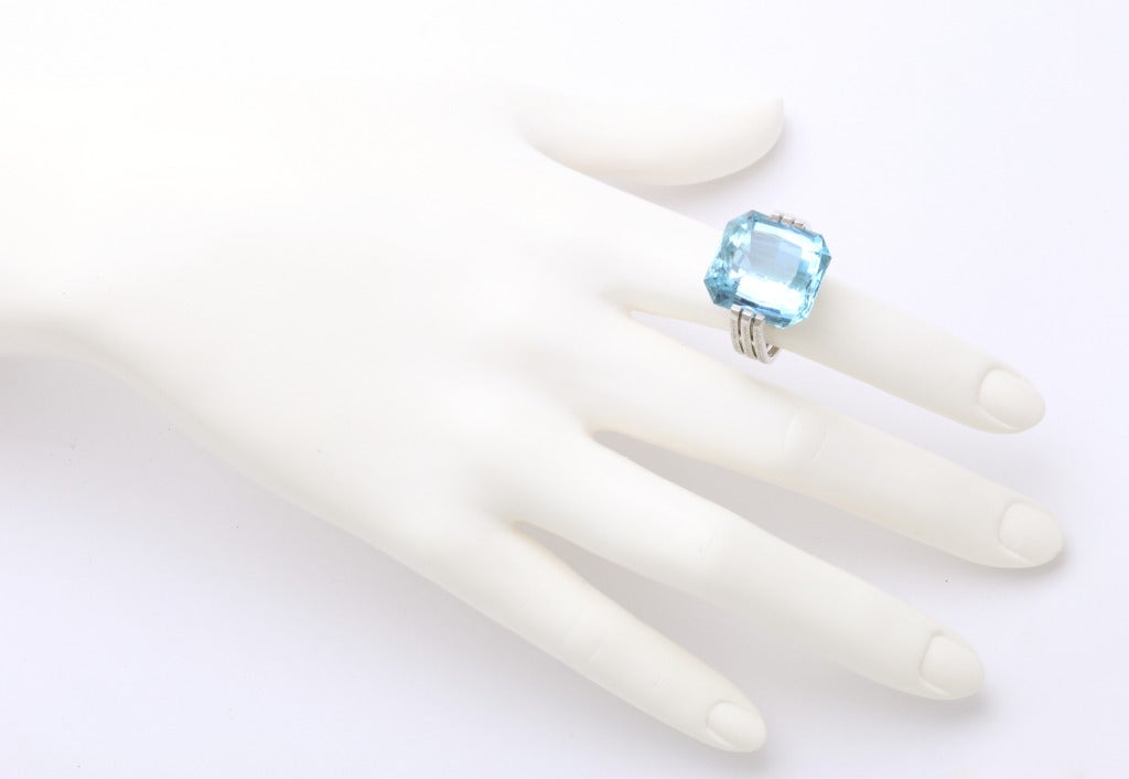 Aquamarine Diamond Ring by Tanagro In New Condition In Bal Harbour, FL