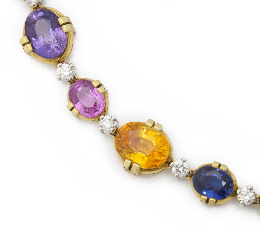 Women's Tanagro Multicolored Sapphire and Diamond Necklace
