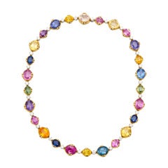 Tanagro Multicolored Sapphire and Diamond Necklace