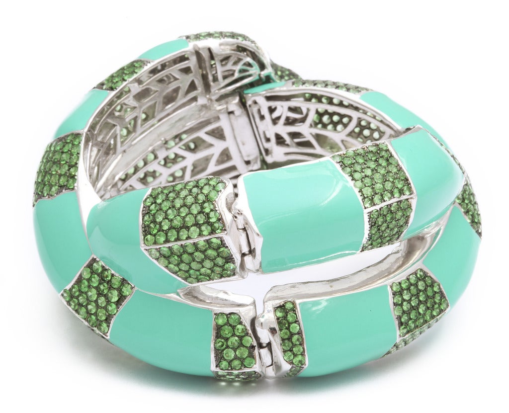 Green Tourmaline Tsavorite Ruby Snake Bracelet 5