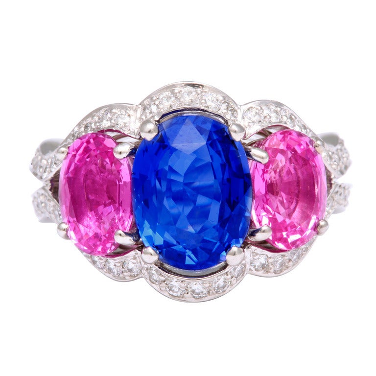 Tanagro Blue and Pink Sapphire Ring