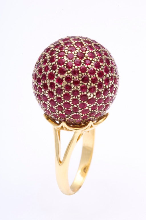 Contemporary Huge Ruby Ball Ring