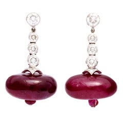 Ruby Bead Diamond Earrings 6