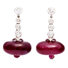Ruby Bead Diamond Earrings