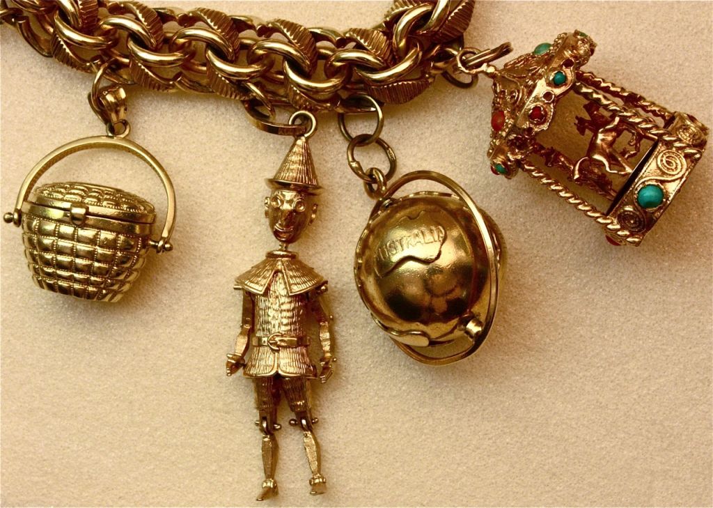 vintage gold charm bracelet