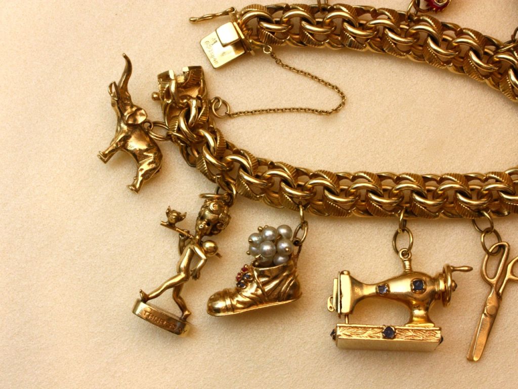 vintage charm bracelets gold