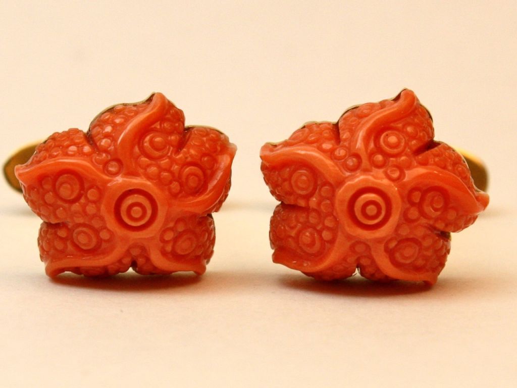 Carved Coral Starfish Cufflinks, Michael Kanners