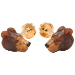 Michael Kanners Finely Carved Bear Cufflinks