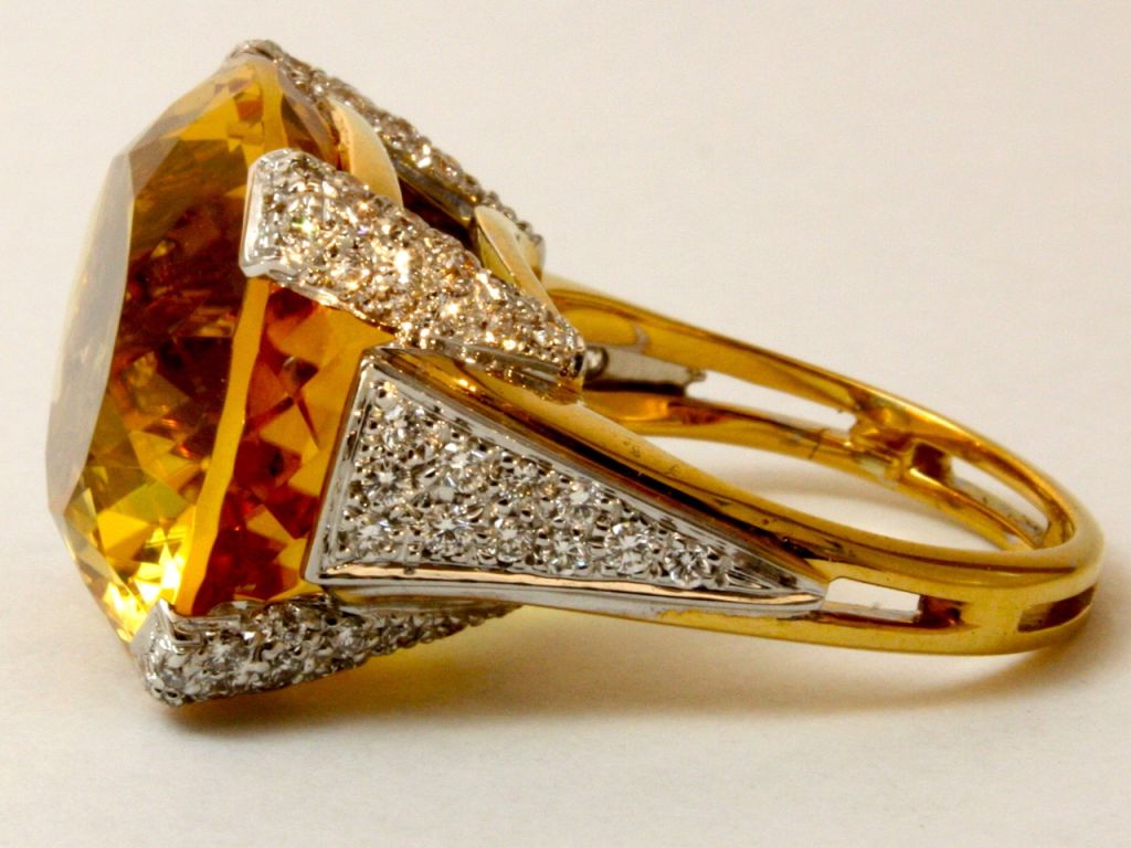 Women's Vibrant Citrine and Diamond Ring
