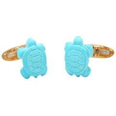 MICHAEL KANNERS Turquoise Turtle Cufflinks