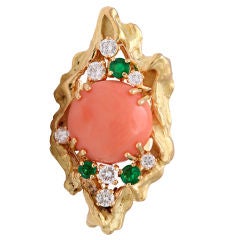 STERLE for CHAUMET  Coral, Emerald  Diamond Ring