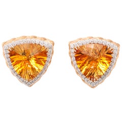 Vibrant Citrine and Diamond Earclips