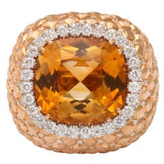 Vibrant Citrine & Diamond Ring