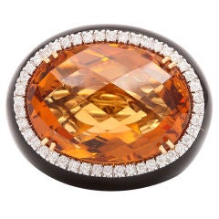 Bold Citrine, Enamel & Diamond Ring 1